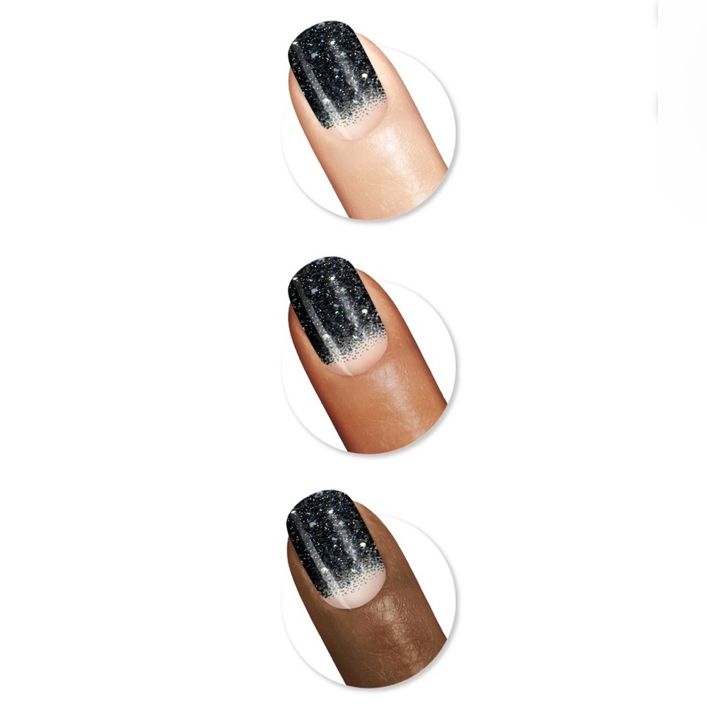 Silver Shimmer on Black Nail Strips - Picture 2 of 4
